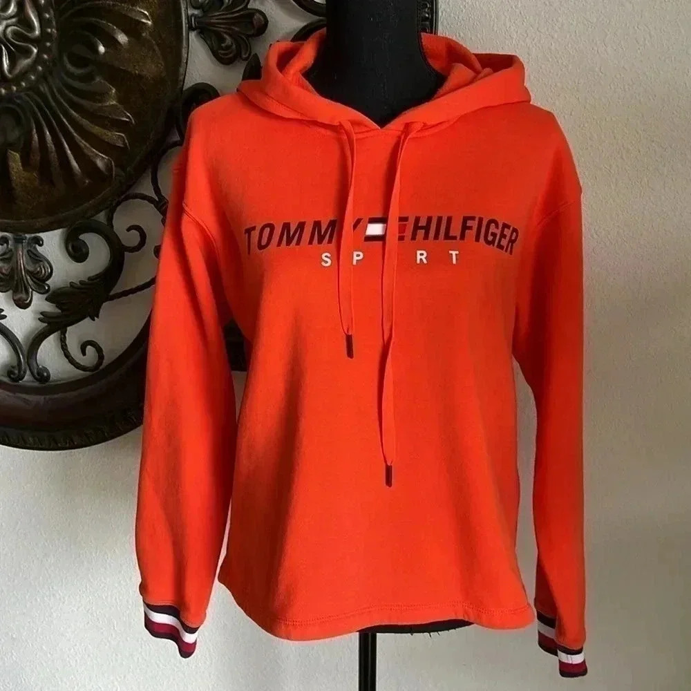 Tommy Hilfiger Sport Orange Hooded Sweatshirt Small